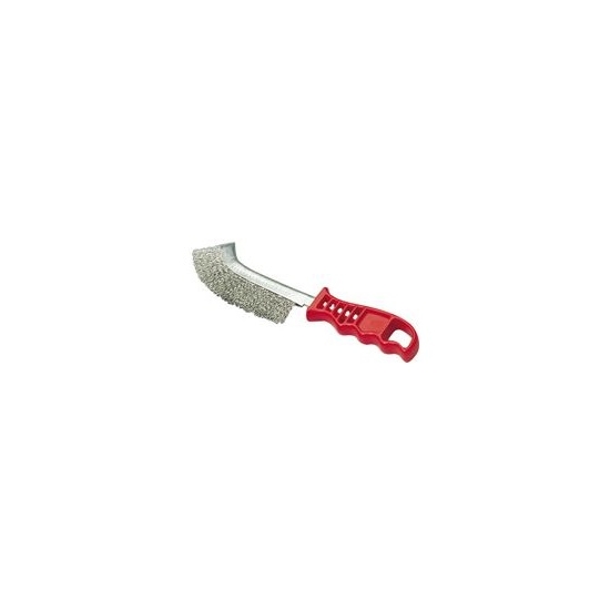 Szczotka druciana ręczna plastikowa drut stalowy 0,30mm czerwona